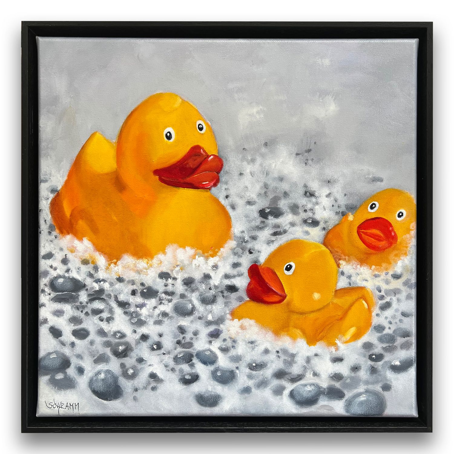 Quietsche-Enten Original Gemälde Bild im Rahmen ca. 36x36 cm Quietsche-Enten Original Gemälde Bild im Rahmen ca. 36x36 cm