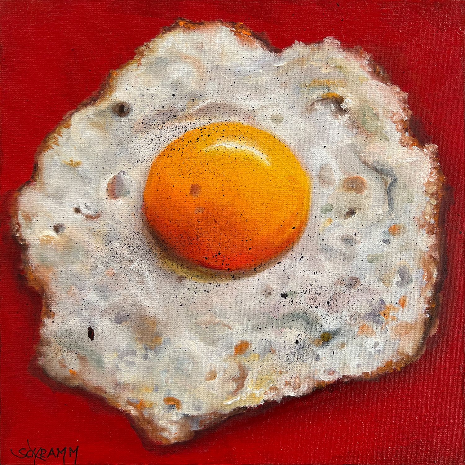 Spiegelei "Sunny Side Up 5" Original Bild Gemälde 20x20 cm
