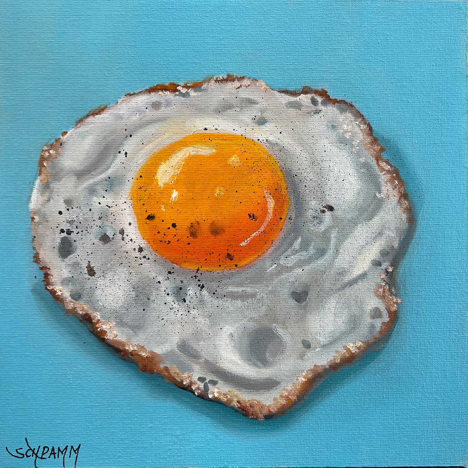 Spiegelei Spiegelei "Sunny Side Up 8" Original Bild Gemälde 20x20 cm