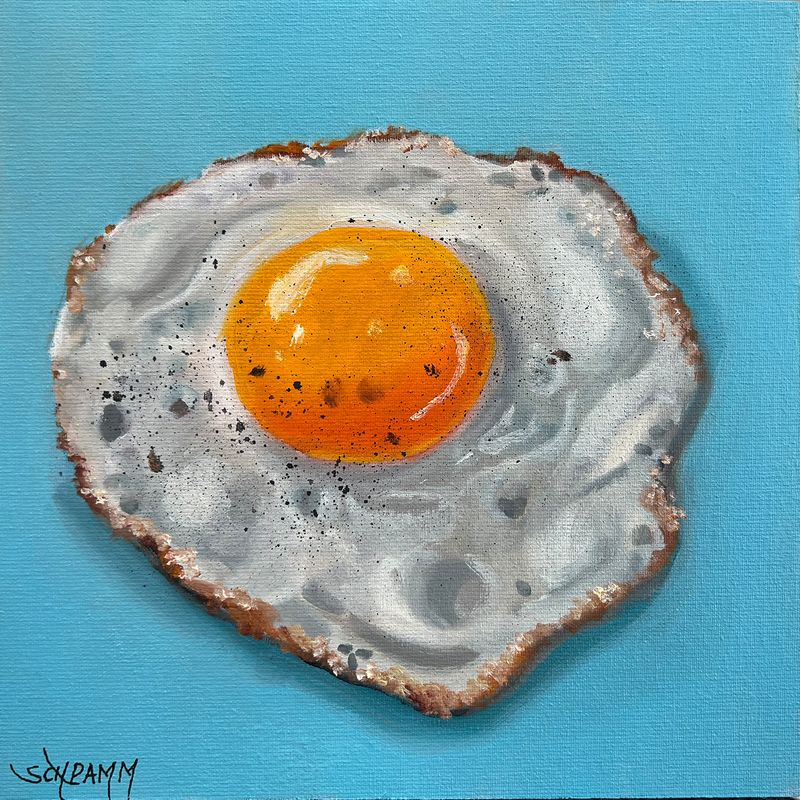 Spiegelei Spiegelei "Sunny Side Up 8" Original Bild Gemälde 20x20 cm