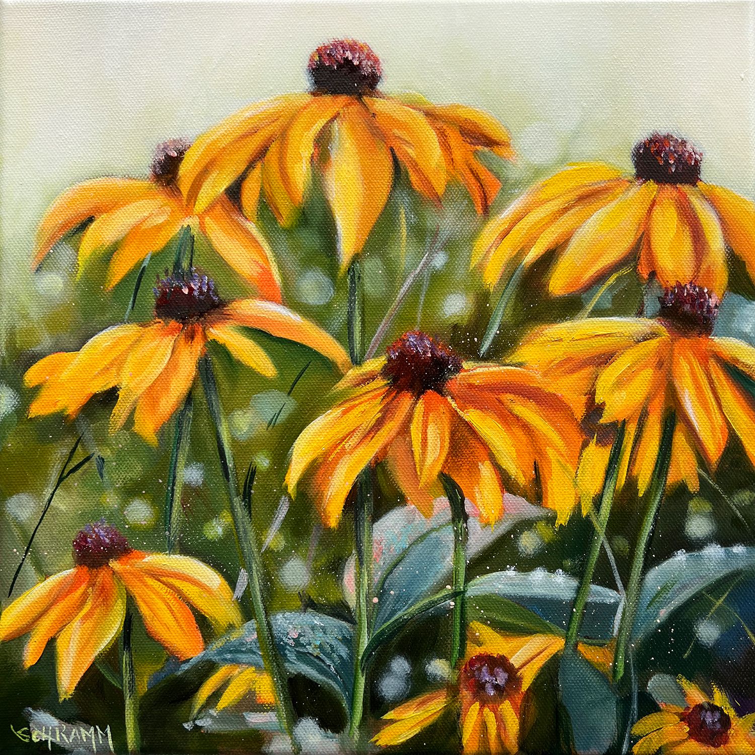 Sonnenhut Rudbeckia Original Gemälde Bild 30x30 cm Sonnenhut Rudbeckia Original Gemälde Bild 30x30 cm