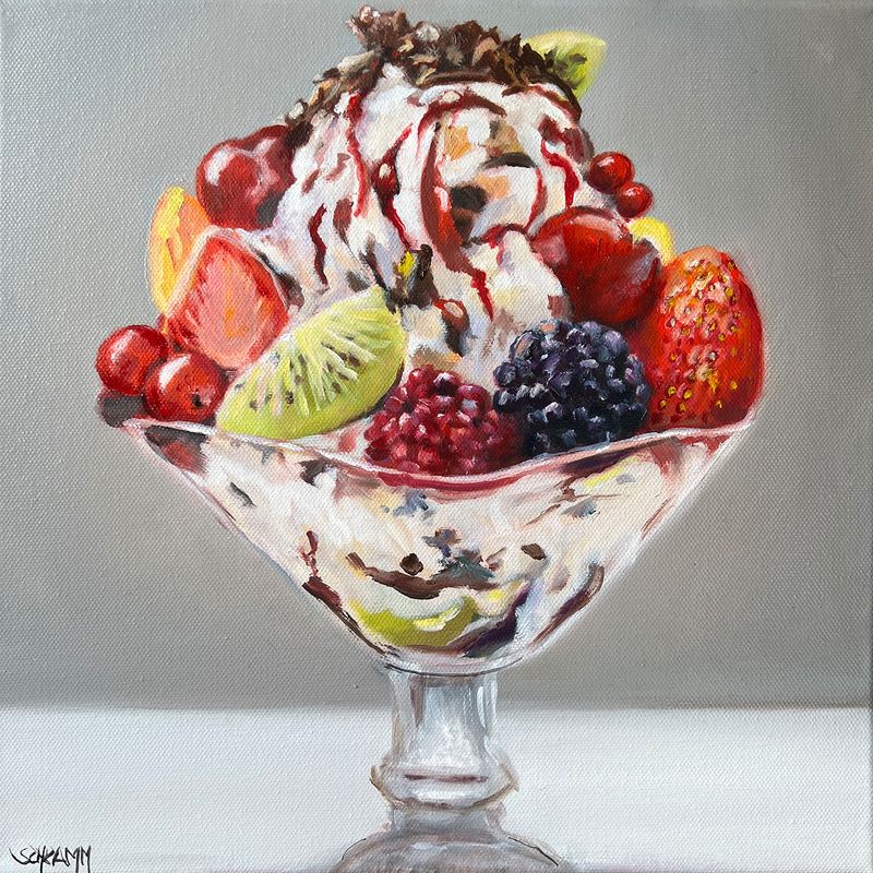 "Eisbecher II" Original Gemälde 30x30 cm