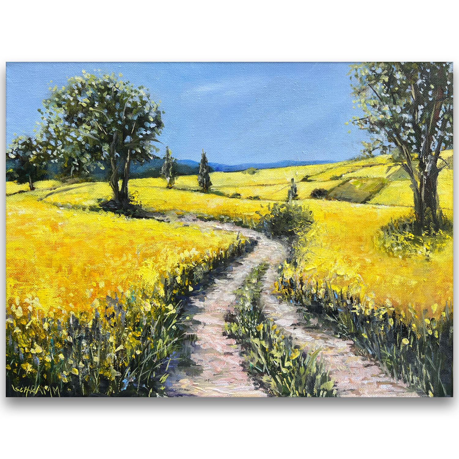 Rapsfelder  Original Gemälde 40x30 cm im Rahmen