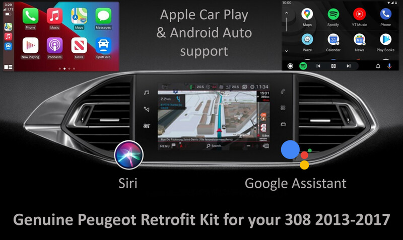 Peugeot 308 2013-17 NAC upgrade kit with Apple Car Play + Android Auto + Dab + Tom Tom navigation built-in