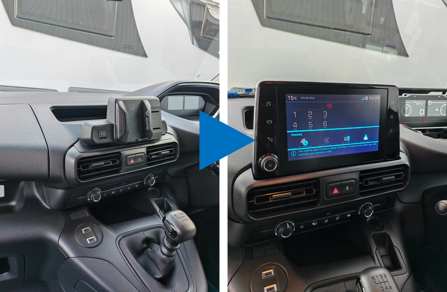 Peugeot Partner (K9) Van  genuine touchscreen system upgrade with Apple CarPlay Car Play + Android Auto