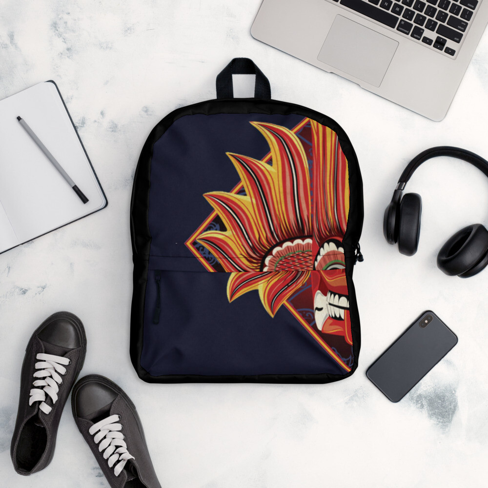 Backpack with sri lankan cultural devil sticker 