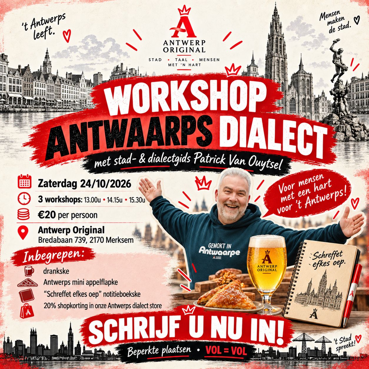 Ticket - Workshop Antwerps Dialect 24/10/2026
