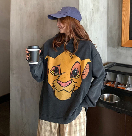 LION KING PRINT HOODIE LOOSE CASUAL