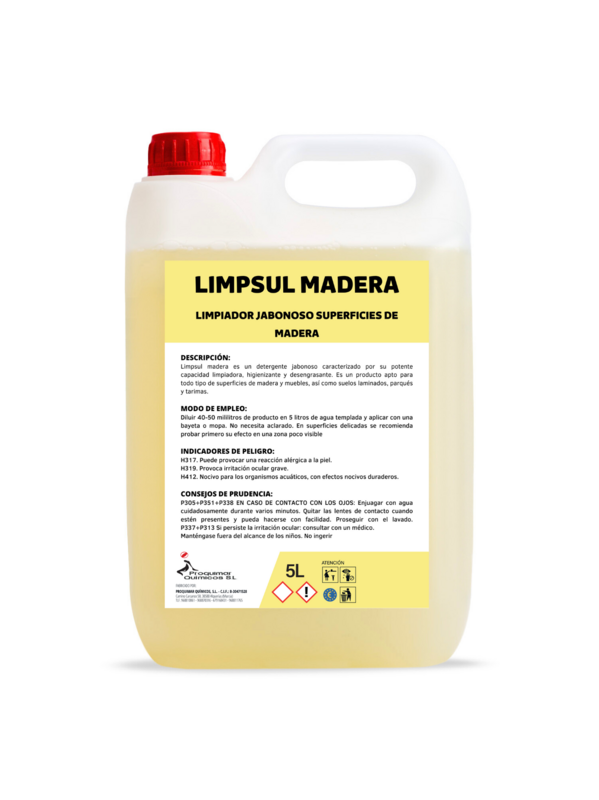 Limpsul Madera. Limpiador jabonoso de superficies de madera