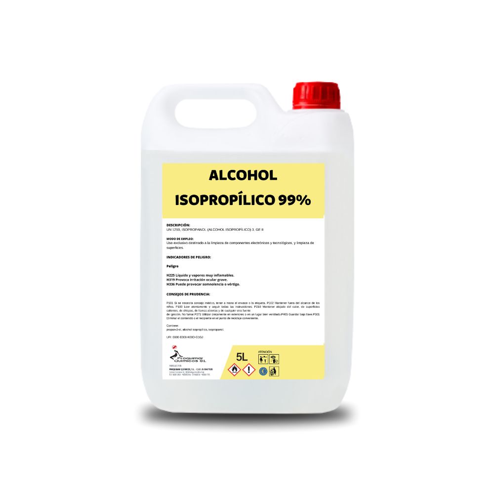 Alcohol isopropílico pureza del 99% | 5 Litros
