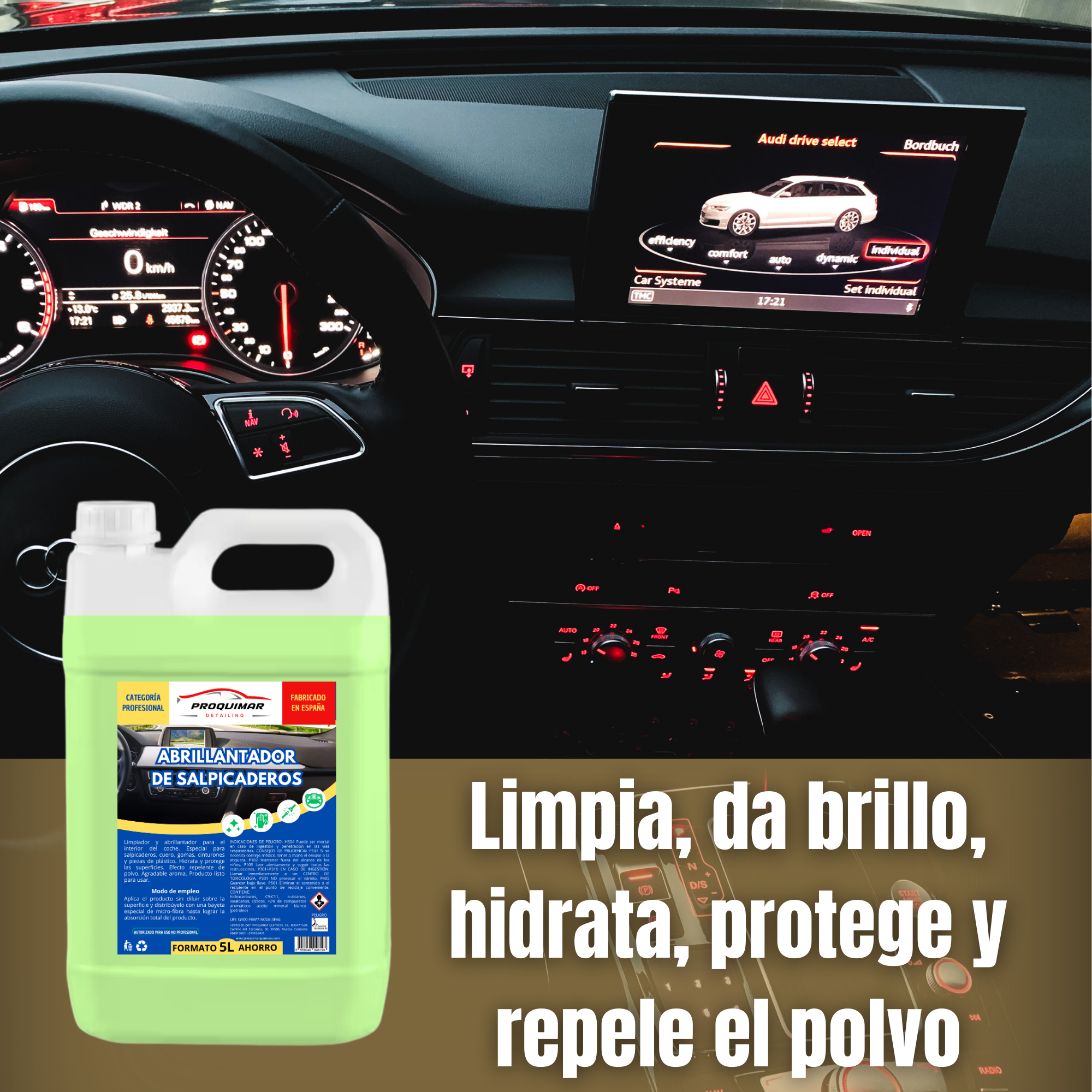 Limpiador abrillantador de salpicaderos | Garrafa de 5 litros