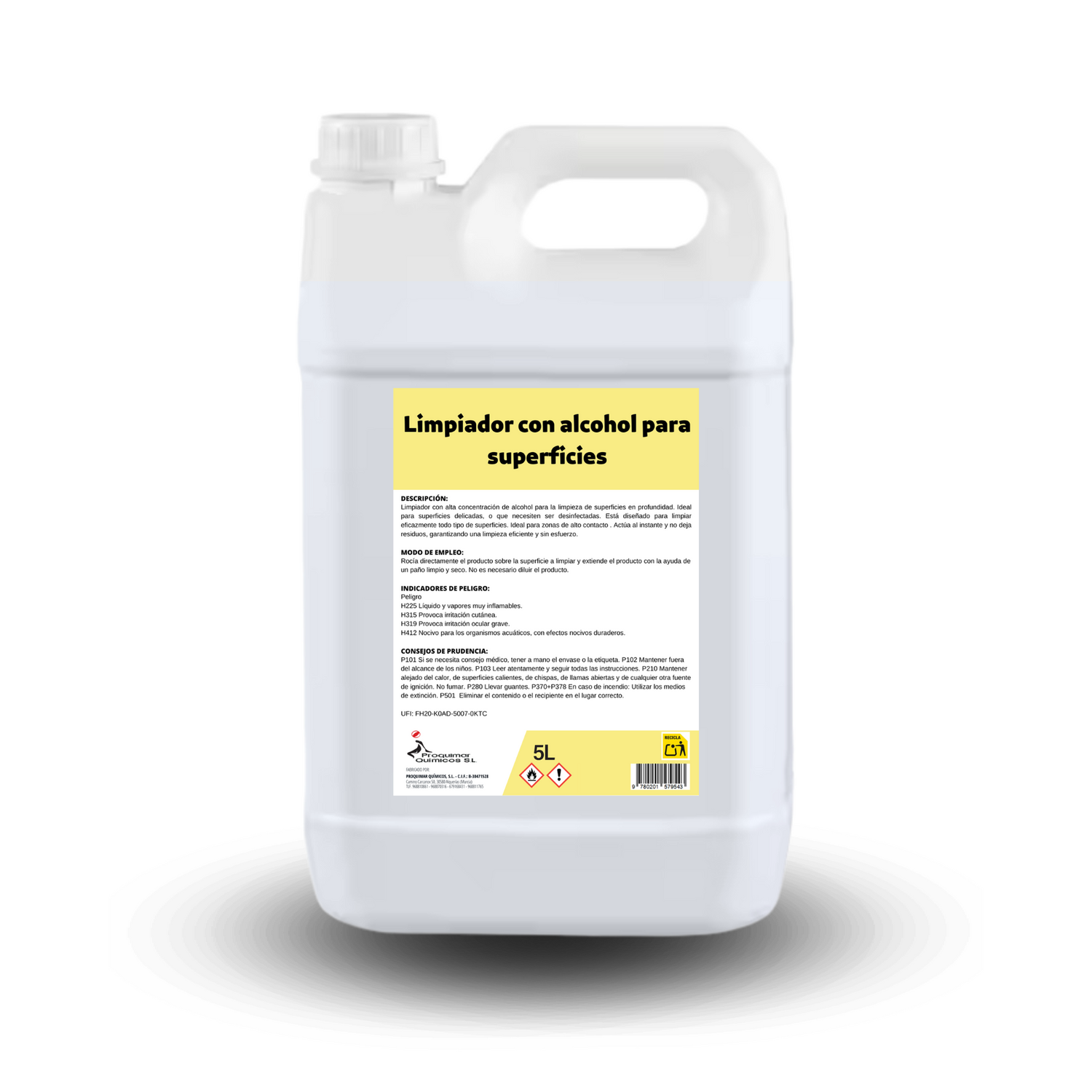 Proquimar | Limpiador Hidroalcohólico 70% Alcohol - Garrafa de 5 Litros