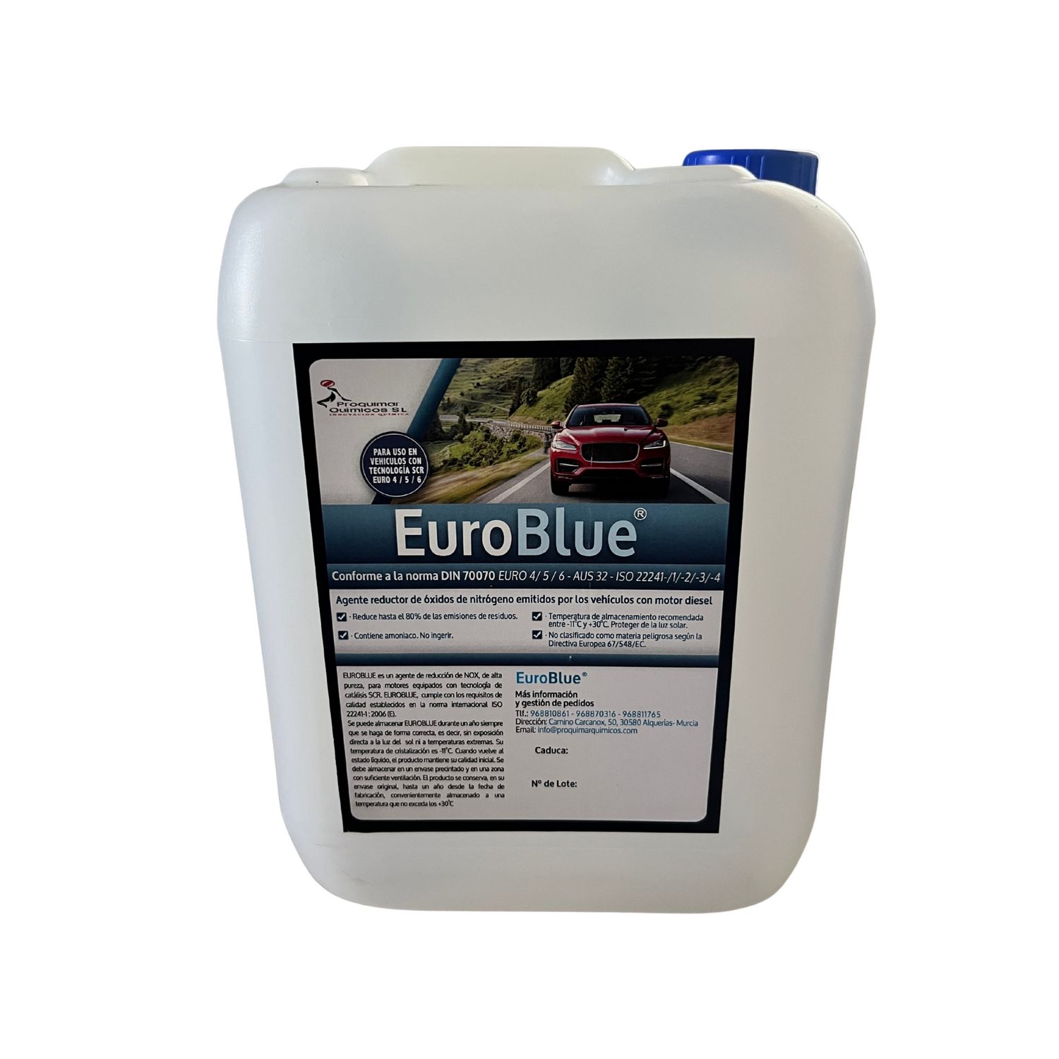 Proquimar EuroBlue | Adblue con Aditivo Anticristalizante – Solución Urea 32,5% para Diésel SCR – con Cánula– Alta Pureza ISO 22241 – Varios Formatos (5 litros)