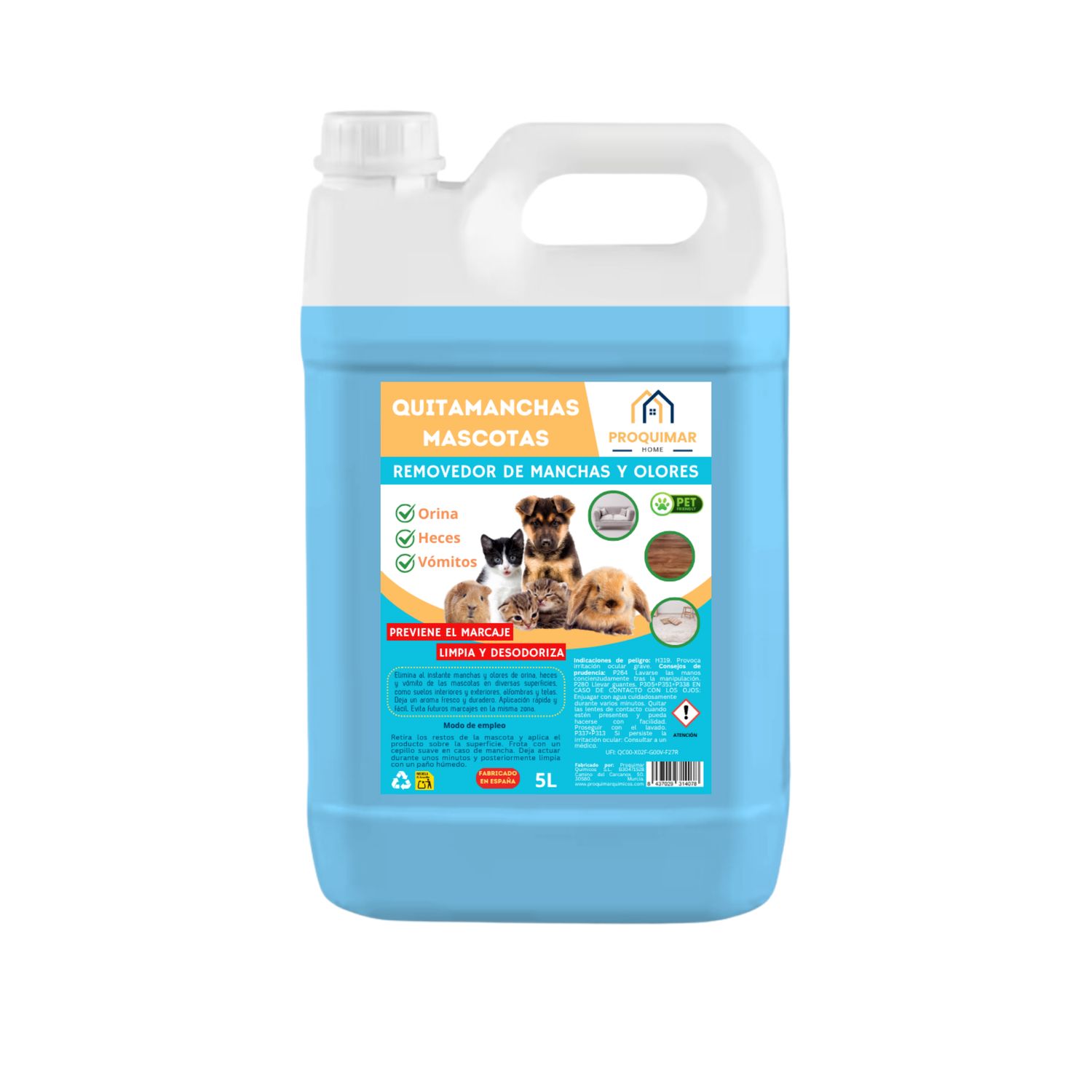 Limpiador Enzimático de Manchas y Olores para Mascotas - 5L