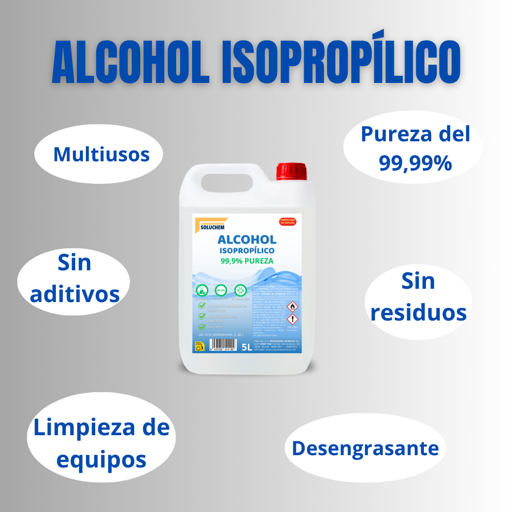 Alcohol isopropílico pureza del 99% | 5 Litros