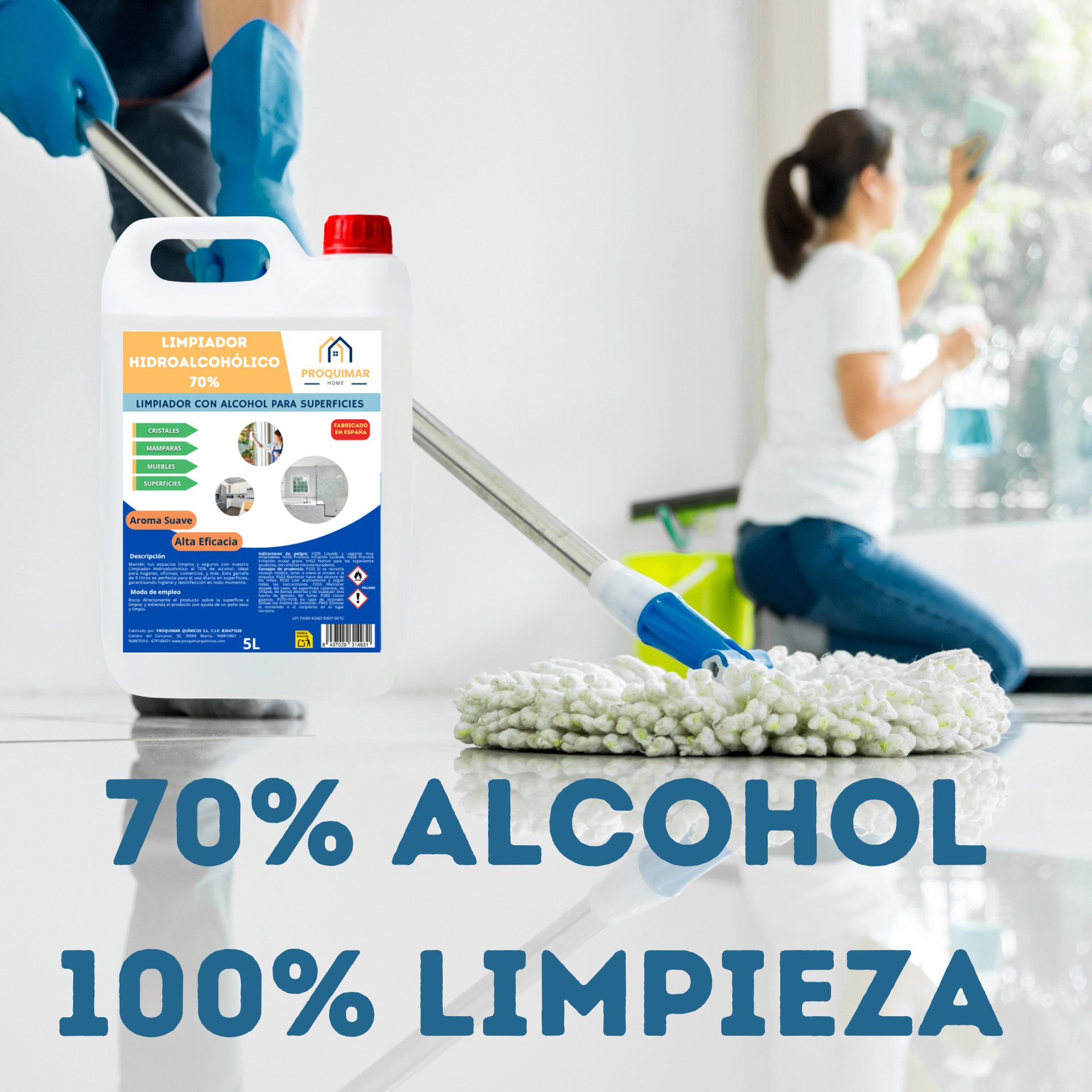Proquimar | Limpiador Hidroalcohólico 70% Alcohol - Garrafa de 5 Litros