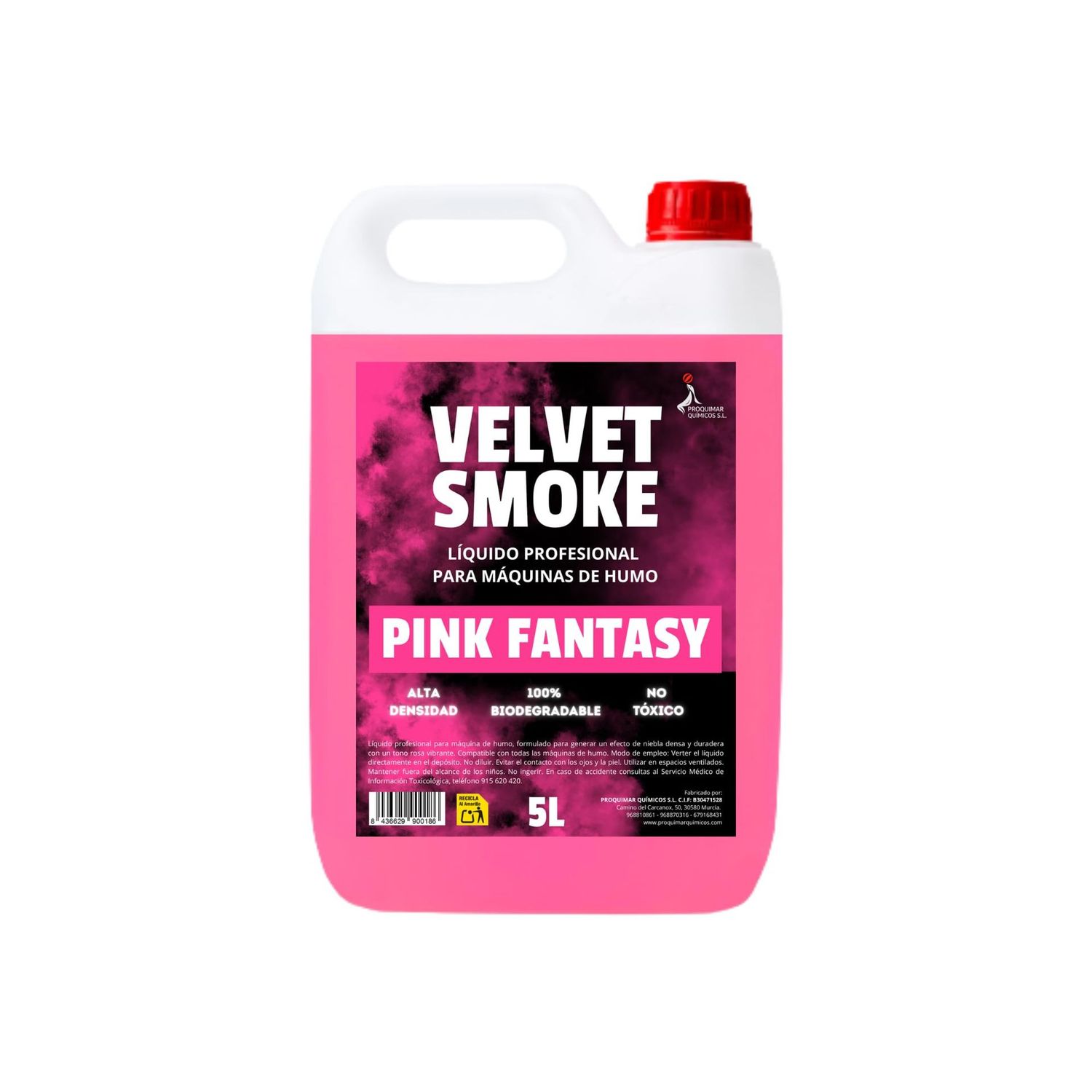 Velvet Smoke - Líquido para Máquina de Humo Alta Densidad | 5 litros | Líquido Maquina de Humo para Navidad, Nochevieja y Fiestas |100% Natural | Sin residuos | Pink Fantasy
