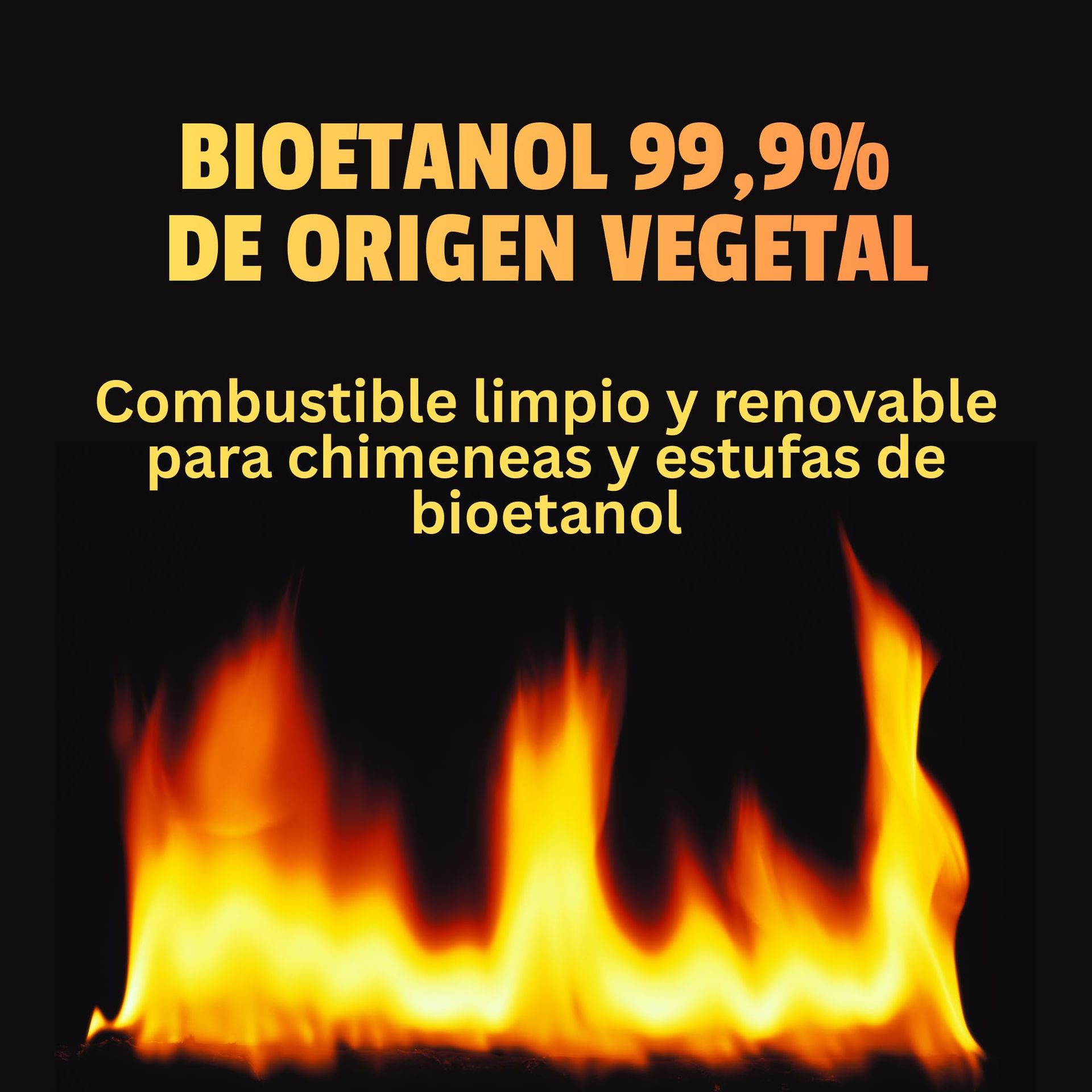 Bioetanol 99,9% Origen Vegetal | Combustible Limpio para Chimeneas de Bioetanol | Sin Humo ni Olor | Alta Pureza | Ecológico y Renovable | Apto para Quemadores y Estufas de Bioetanol (1 Litro)