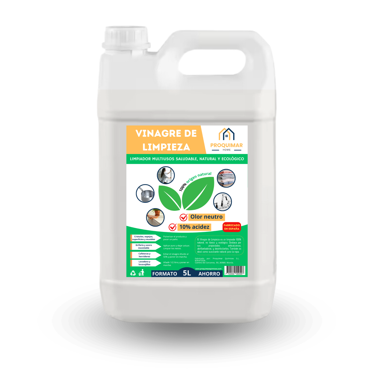 Vinagre de limpieza - Potente limpiador natural - 5L