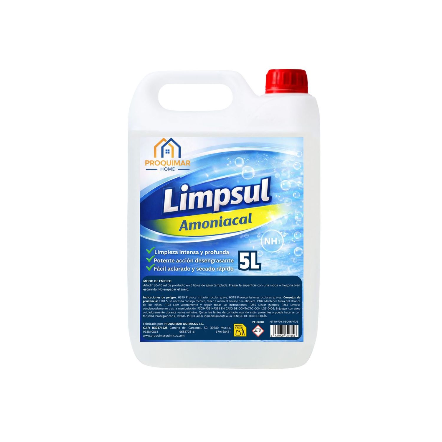 Limpsul AM. Limpiador de superficies con amoniaco