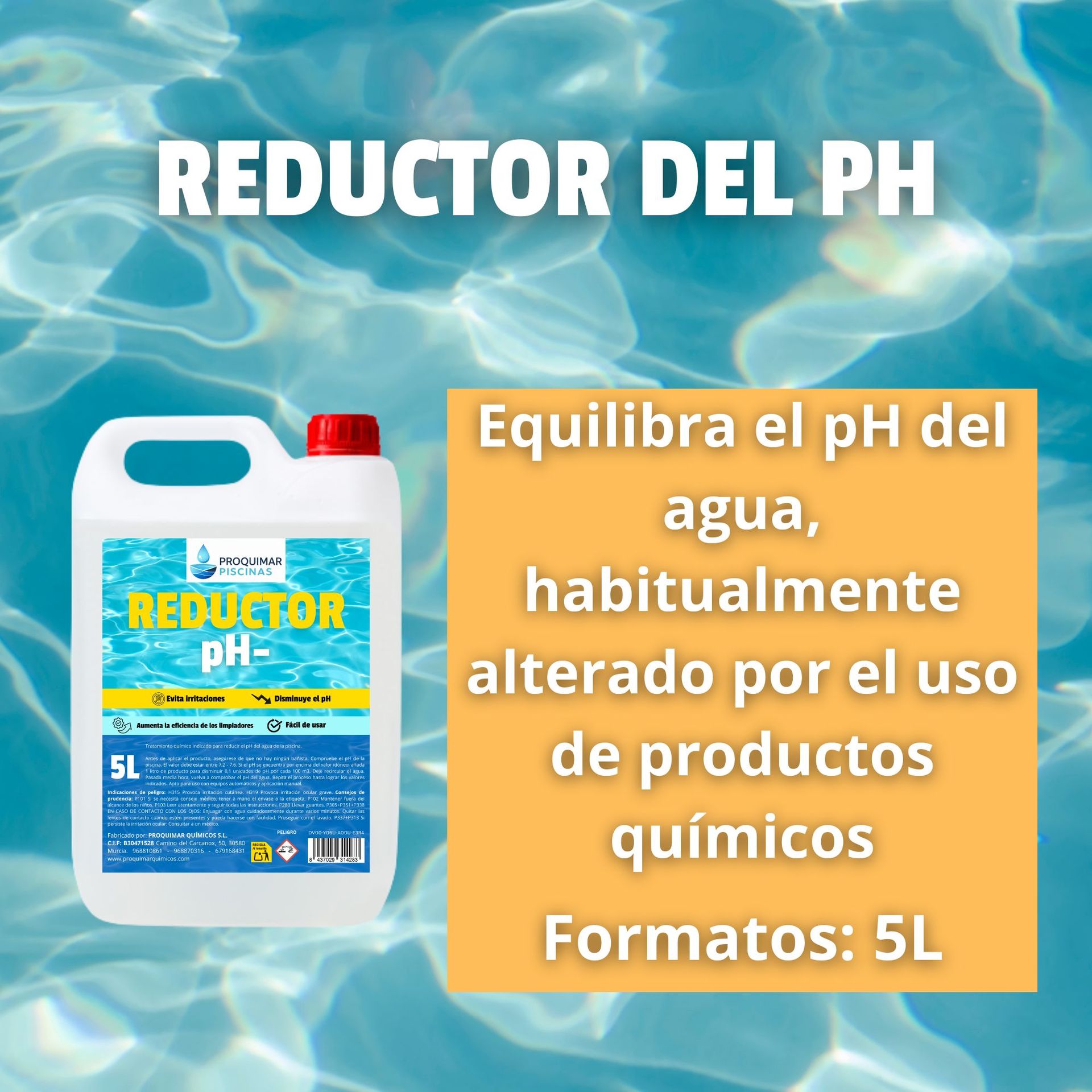 Reductor del PH para Piscinas. Garrafa 5 litros