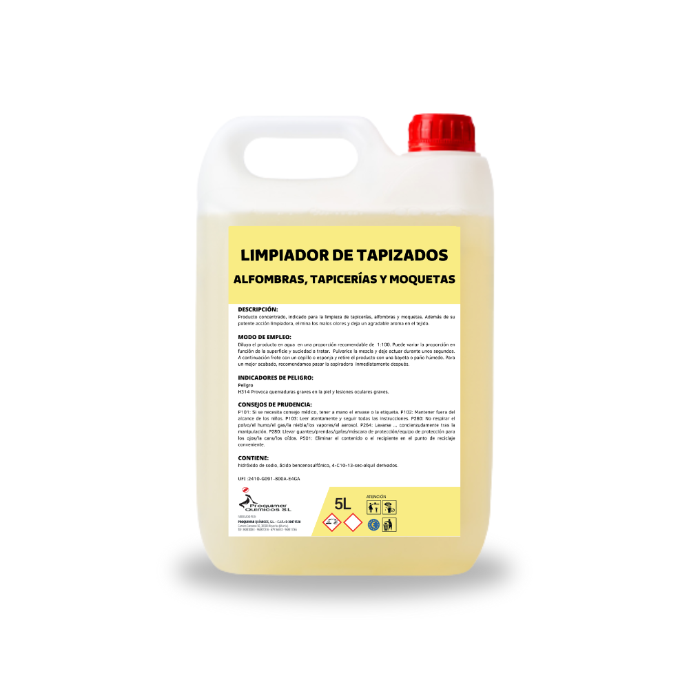 Limpiador de tapicerías, alfombras, moquetas y todo tipo de telas - 5L