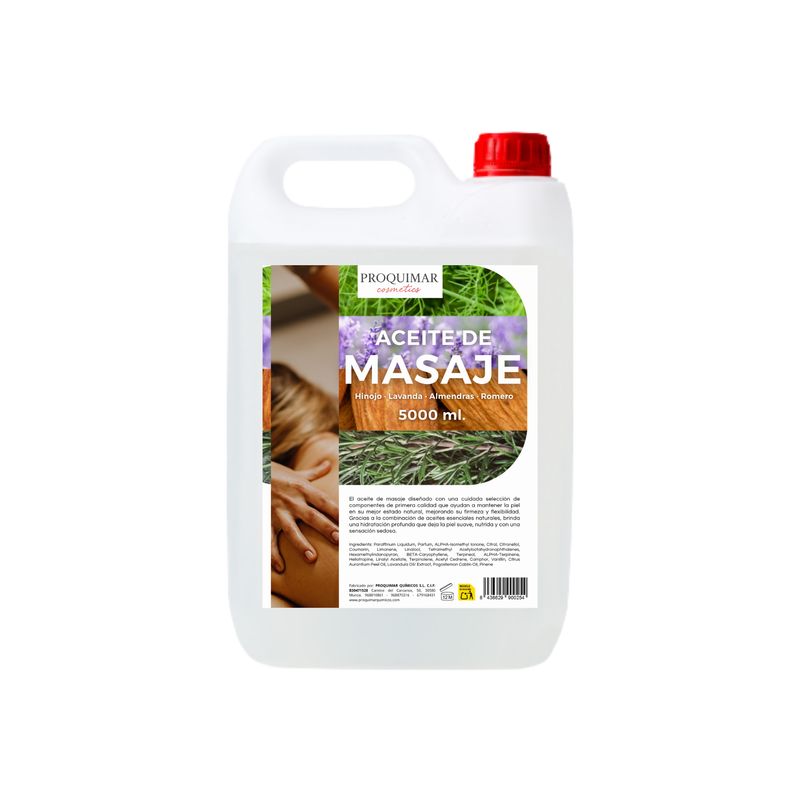 Aceite de Masaje con Romero, Almendra, Lavanda e Hinojo – 5 Litros