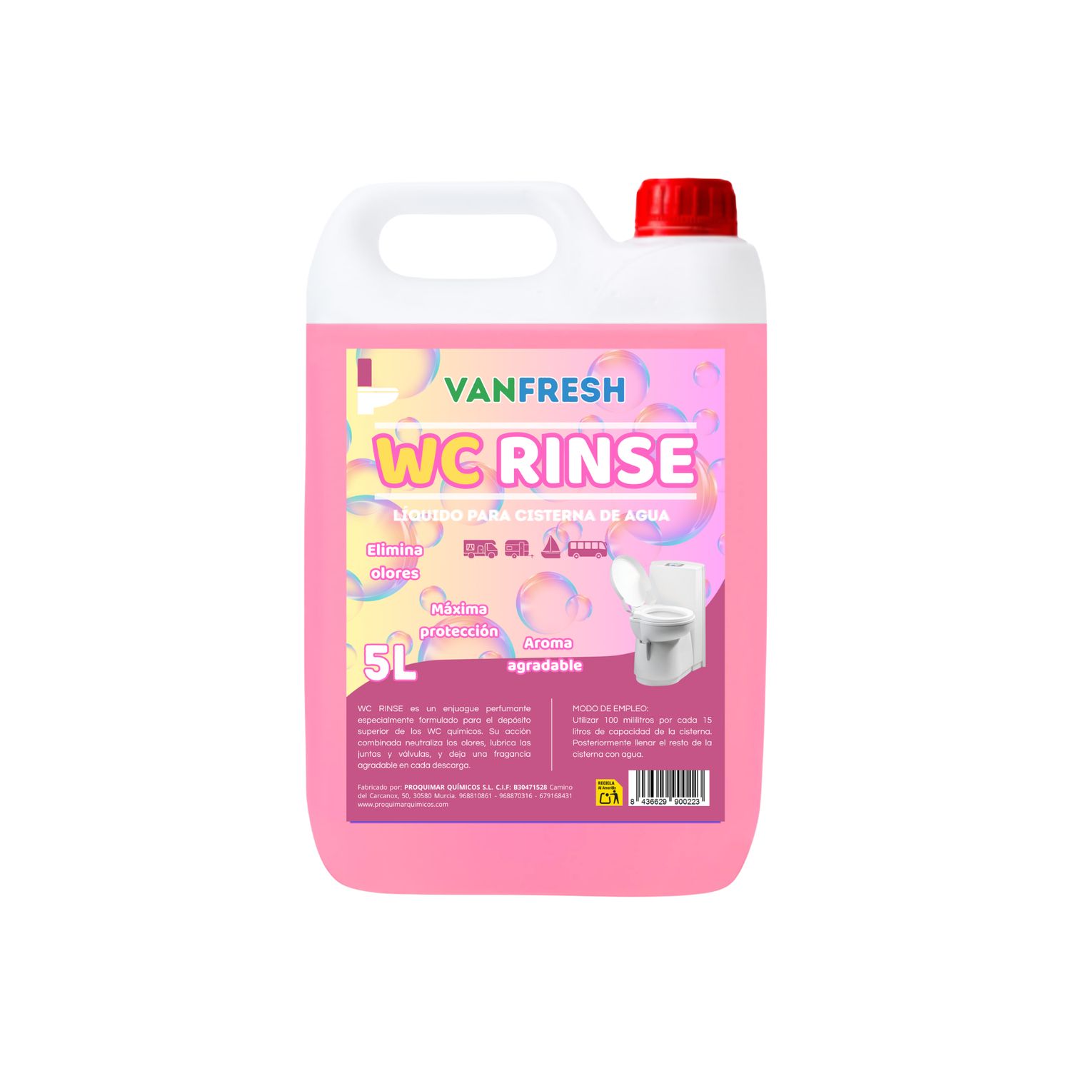 Vanfresh WC Rinse – Líquido para Cisterna de WC Químico - 5L