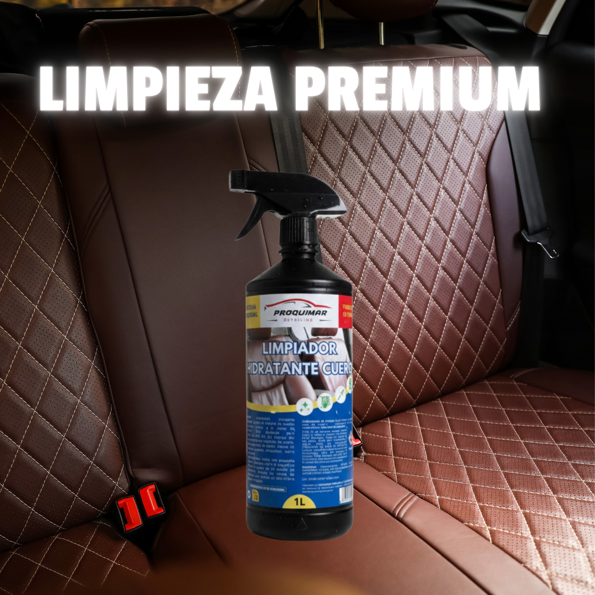 Limpiador hidratante de Cuero, Piel y Polipiel. Spray 1 litro listo para usar.