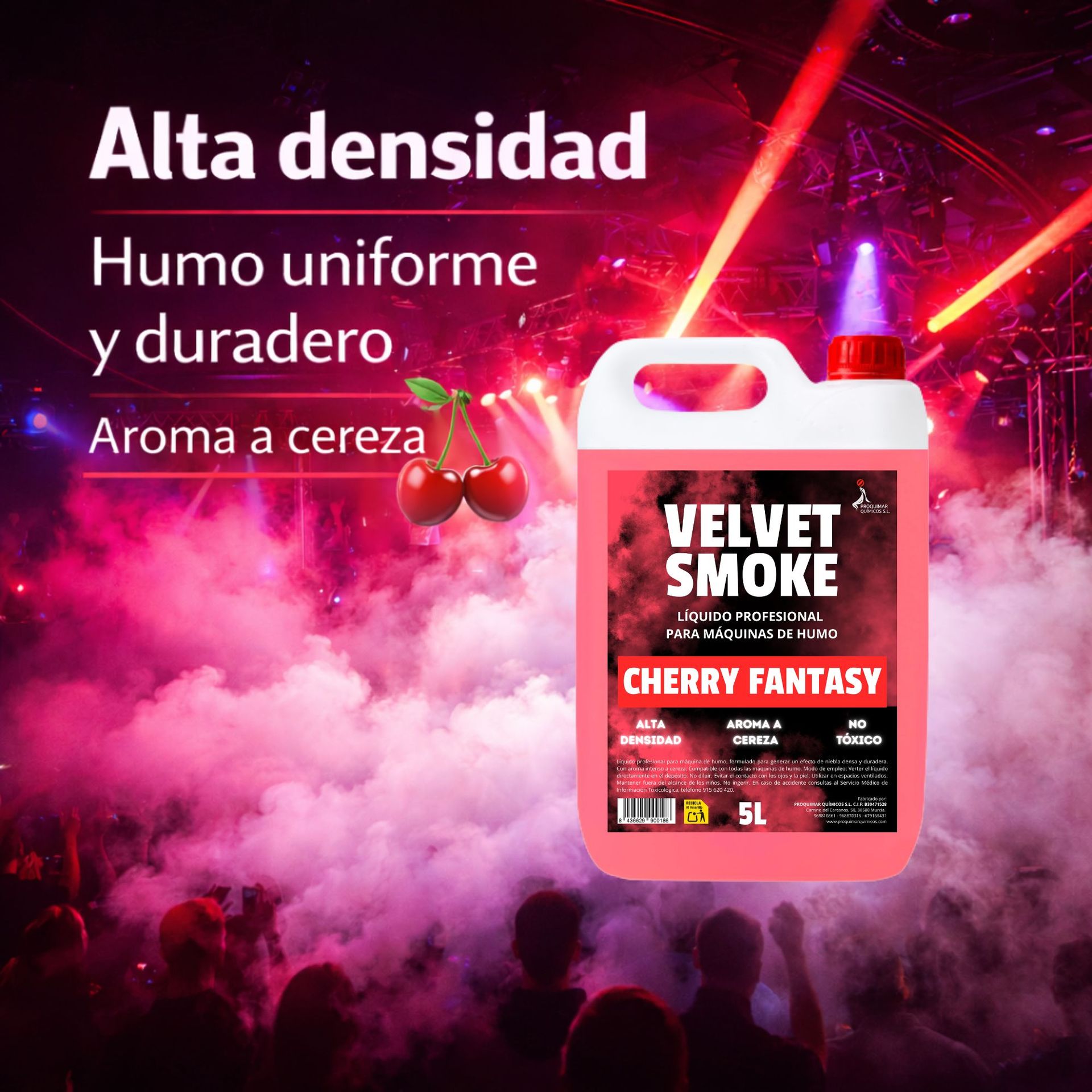 Velvet Smoke - LĆquido para MĆ”quina de Humo Alta Densidad | 5 litros | LĆquido Maquina de Humo para Navidad, Nochevieja y Fiestas |100% Natural | Sin residuos | Pink Fantasy