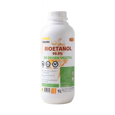 Bioetanol 99,9% Origen Vegetal - Combustible Limpio para Chimeneas de Bioetanol - 1L