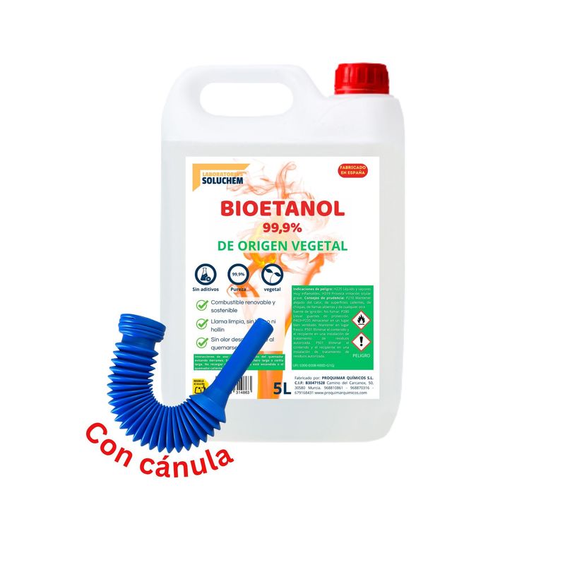 Bioetanol 99,9% Origen Vegetal | Con Cánula | Combustible Limpio para Chimeneas de Bioetanol | Sin Humo ni Olor | Ecológico y Renovable | Apto para Quemadores y Estufas de Bioetanol (5 litros) Bioetanol 99,9% Origen Vegetal | Con Cánula | Combustible Limpio para Chimeneas de Bioetanol | Sin Humo ni Olor | Ecológico y Renovable | Apto para Quemadores y Estufas de Bioetanol (5 litros)