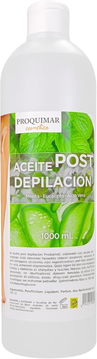 Aceite Post Depilación ā 1 Litro | Con Menta, Eucalipto y Aloe Vera | Calma, Refresca y Hidrata la Piel | Uso Profesional y DomĆ©stico | Elimina Restos de Cera