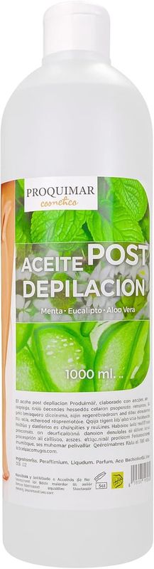 Aceite Post Depilación – 1 Litro | Con Menta, Eucalipto y Aloe Vera | Calma, Refresca y Hidrata la Piel | Uso Profesional y Doméstico | Elimina Restos de Cera