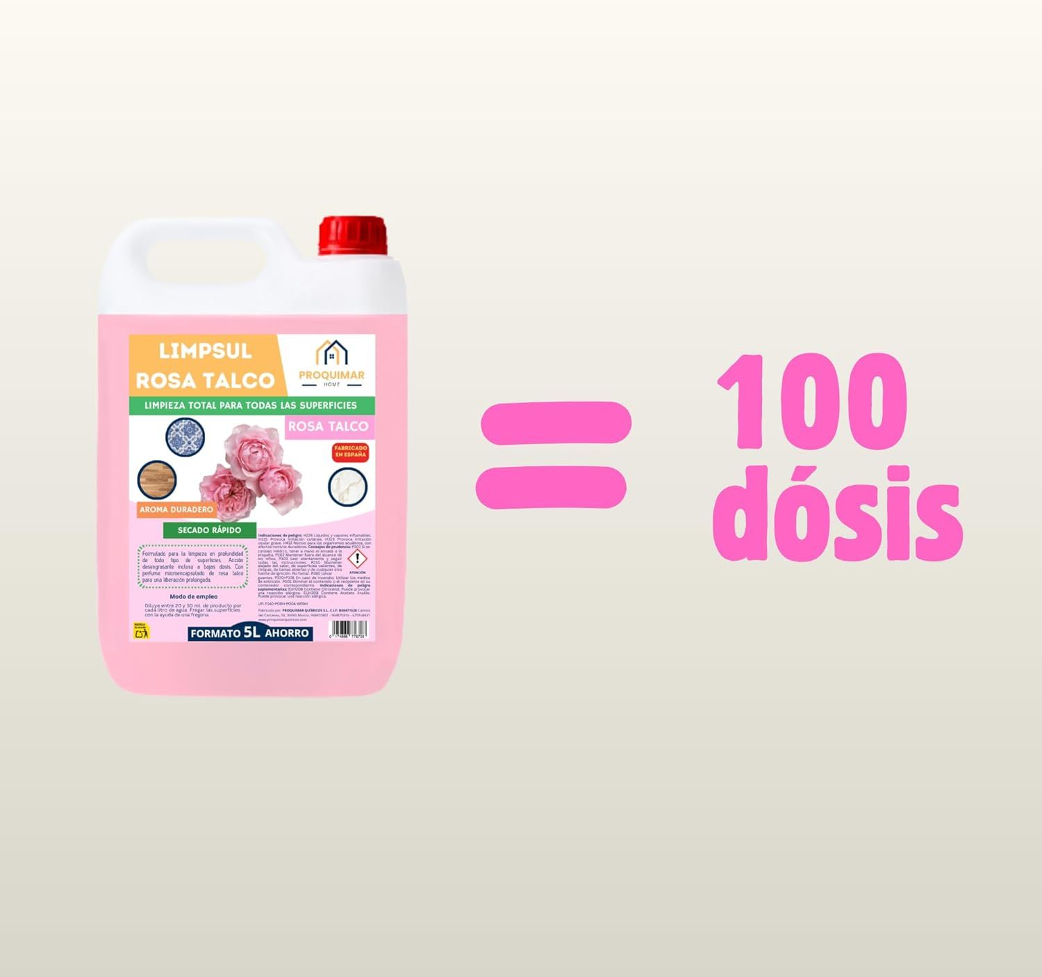 Fregasuelos Rosa Talco 5L ā Limpieza Profesional con Perfume Duradero | Brillo y Frescor para Todo Tipo de Suelos