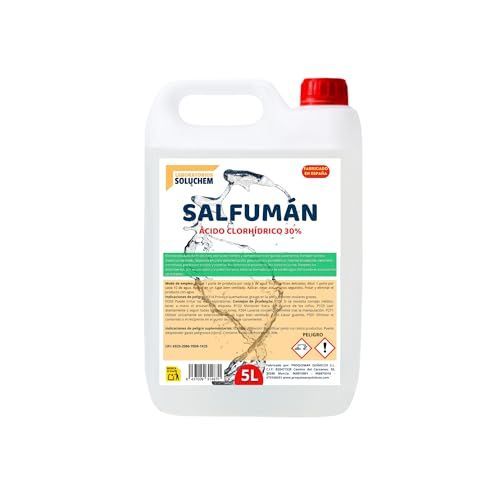 Salfumán | Limpiador Ácido Desincrustante para Suelos, 5 Litros, Elimina Cemento, Yeso y Óxido Salfumán | Limpiador Ácido Desincrustante para Suelos, 5 Litros, Elimina Cemento, Yeso y Óxido