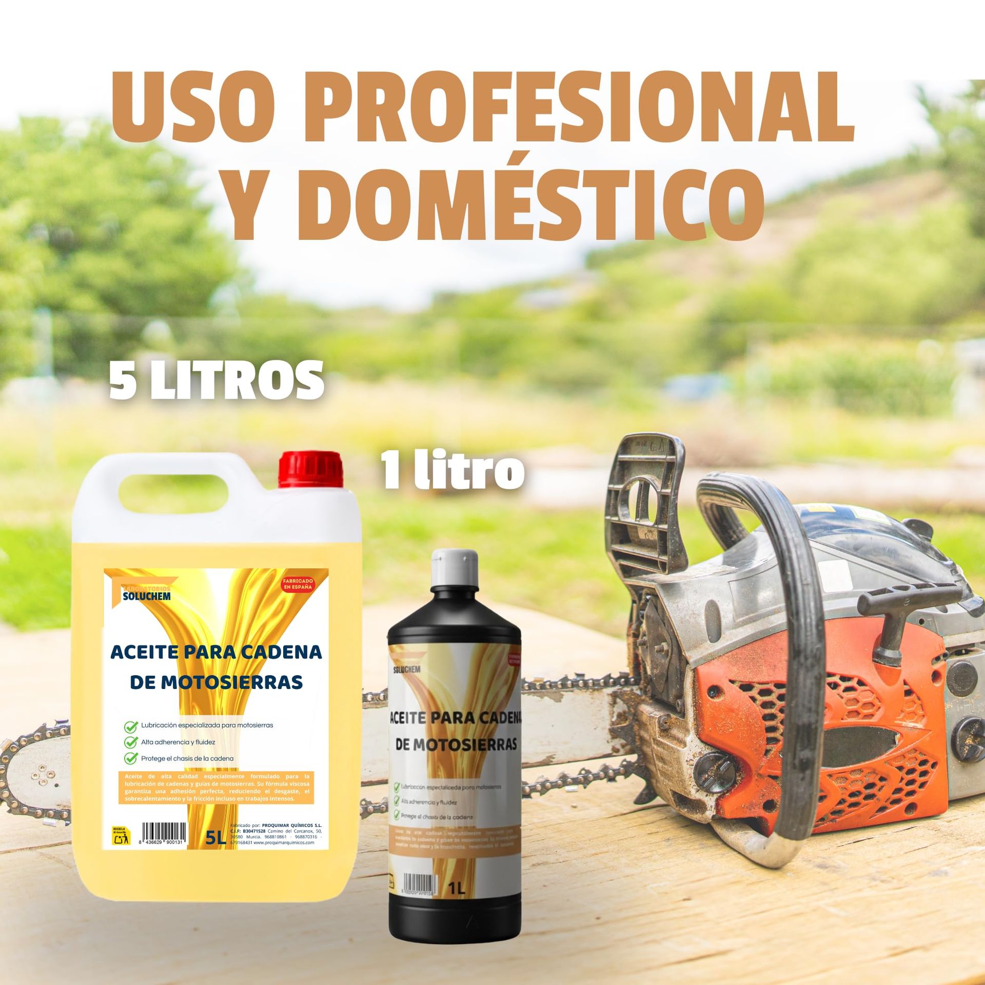 Aceite para Motosierras ā Lubricante de Alto Rendimiento para Cadena y Espada | Protección Antidesgaste y MĆ”xima Suavidad (5 Litros)