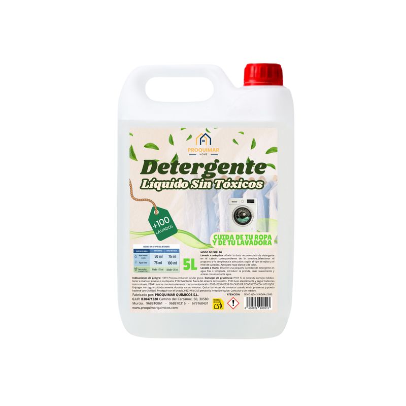 Detergente Líquido Hipoalergénico – Más de 100 Lavados – Apto para Ropa Blanca y Color - 5L