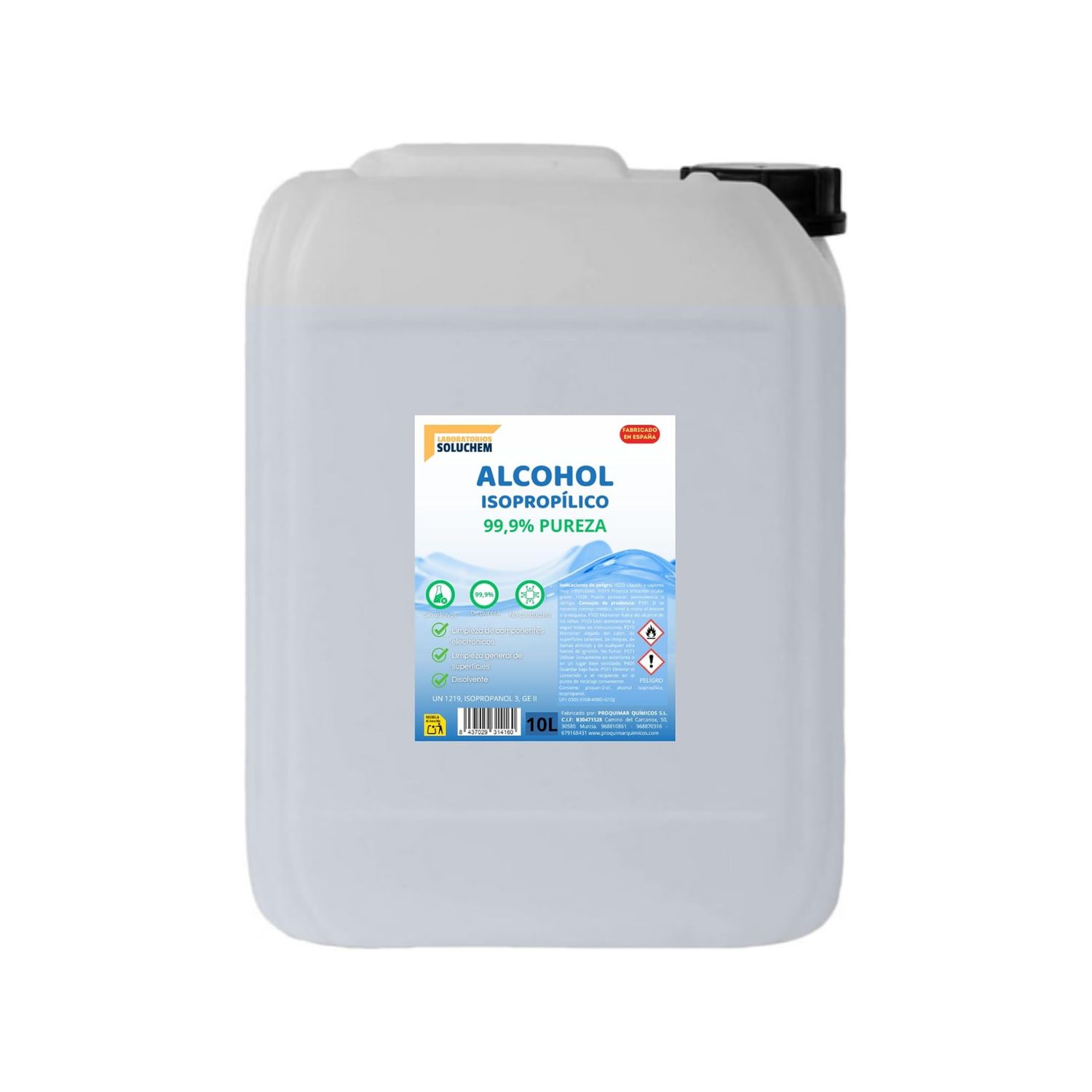 Alcohol Isopropílico 99,9% Puro – Limpieza Técnica de Electrónica, Óptica y Superficies – 10L Alcohol Isopropílico 99,9% Puro – Limpieza Técnica de Electrónica, Óptica y Superficies – 10L