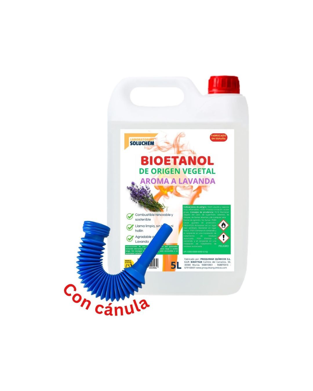 Bioetanol 99,9% Aroma Lavanda - Combustible Limpio para Chimeneas de Bioetanol - 5L