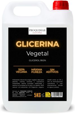 Glicerina Vegetal - Hidratante Natural para Piel, Jabones, Cosmética, Vapers y Productos Caseros - 5L Glicerina Vegetal - Hidratante Natural para Piel, Jabones, Cosmética, Vapers y Productos Caseros - 5L