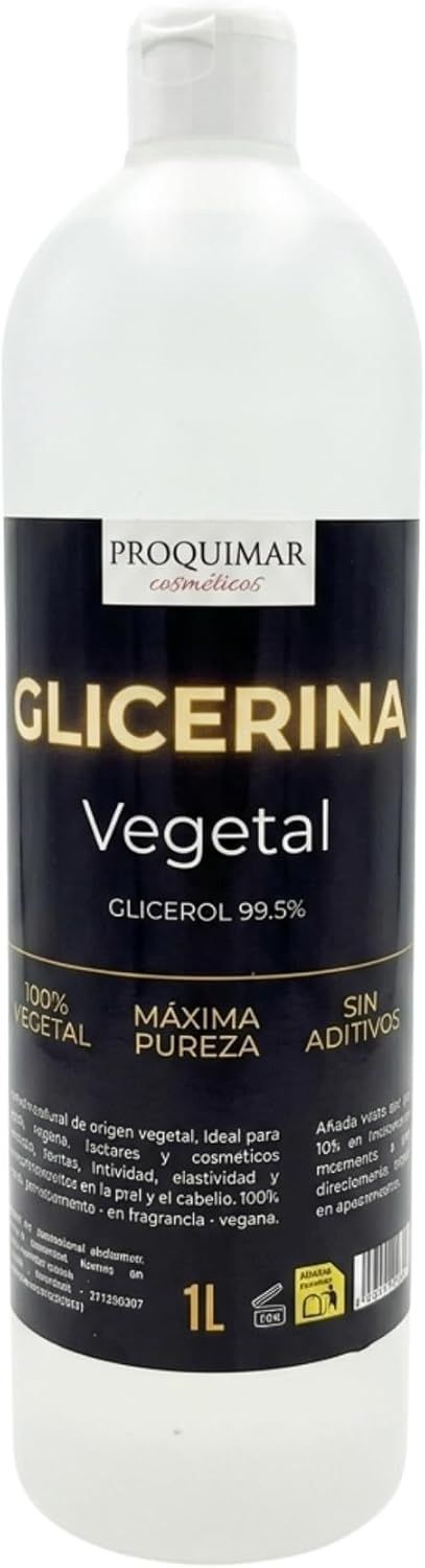 Glicerina Vegetal - Hidratante Natural para Piel, Jabones, Cosmética, Vapers y Productos Caseros - 1L