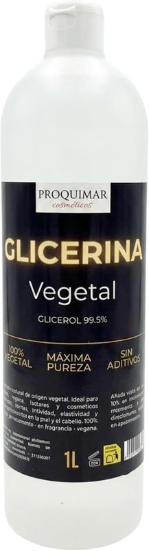Glicerina Vegetal - Hidratante Natural para Piel, Jabones, Cosmética, Vapers y Productos Caseros - 1L