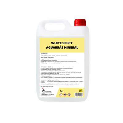 Aguarrás Mineral White Spirit 5 Litros | Diluyente para Pinturas al Óleo, Esmaltes y Barnices Sintéticos | Limpieza de Brochas, Rodillos y Herramientas Aguarrás Mineral White Spirit 5 Litros | Diluyente para Pinturas al Óleo, Esmaltes y Barnices Sintéticos | Limpieza de Brochas, Rodillos y Herramientas