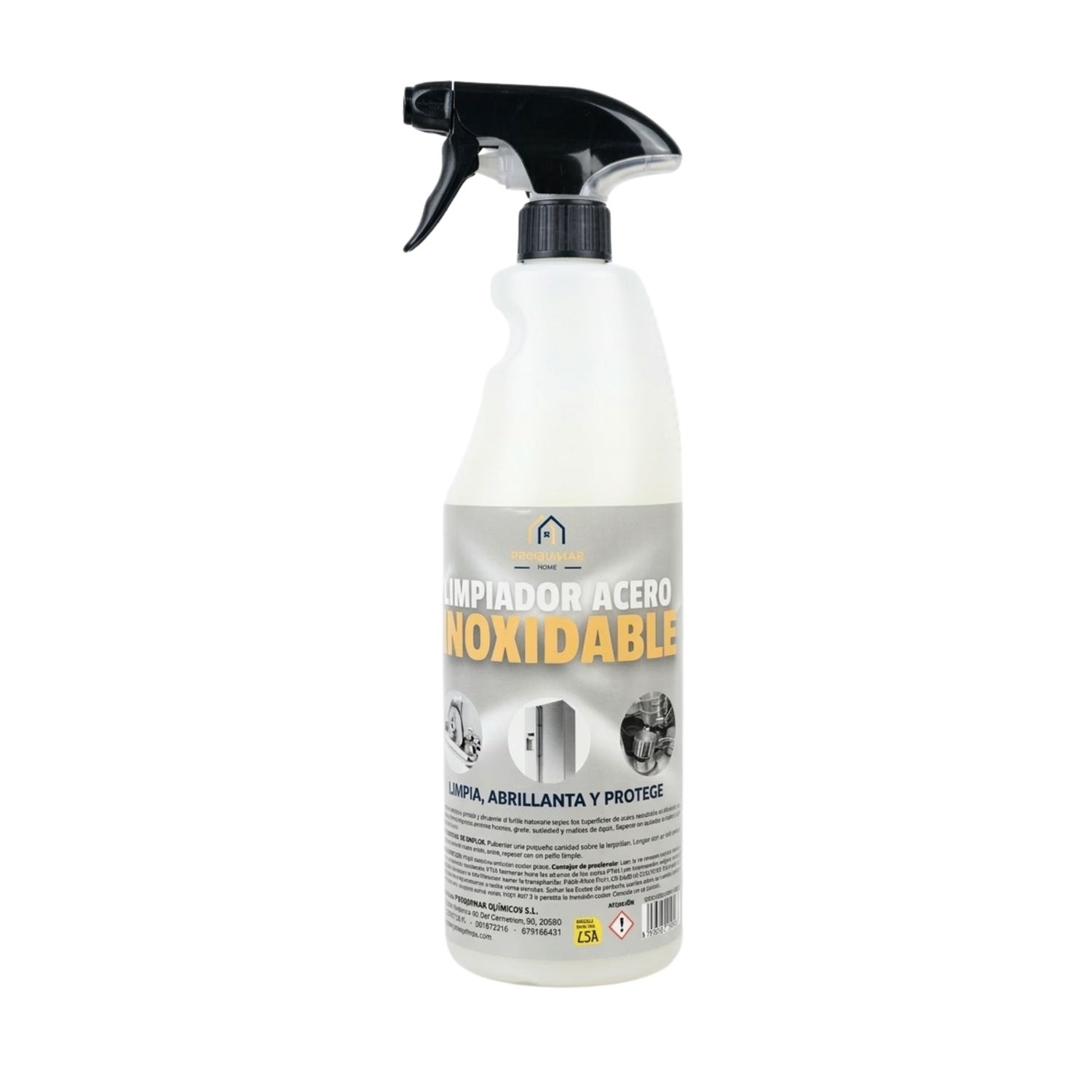 Limpiador de acero inoxidable - 3 en 1: Limpia, abrillanta y protege - Elimina la cal - 1L