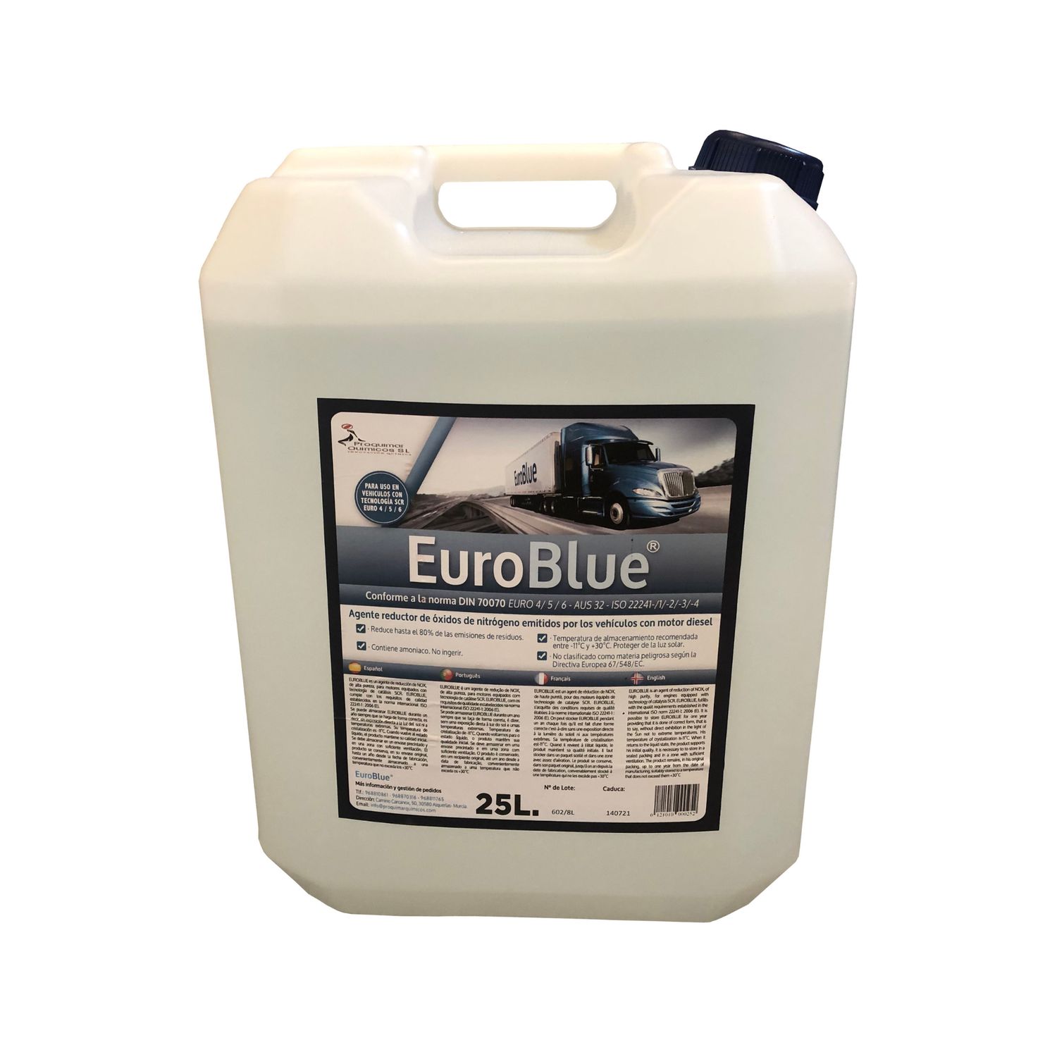 EuroBlue, Adblue con Aditivo Anticristalizante – Solución Urea 32,5% para Diésel SCR, con Cánula – Alta Pureza ISO 22241 – 10 Litros