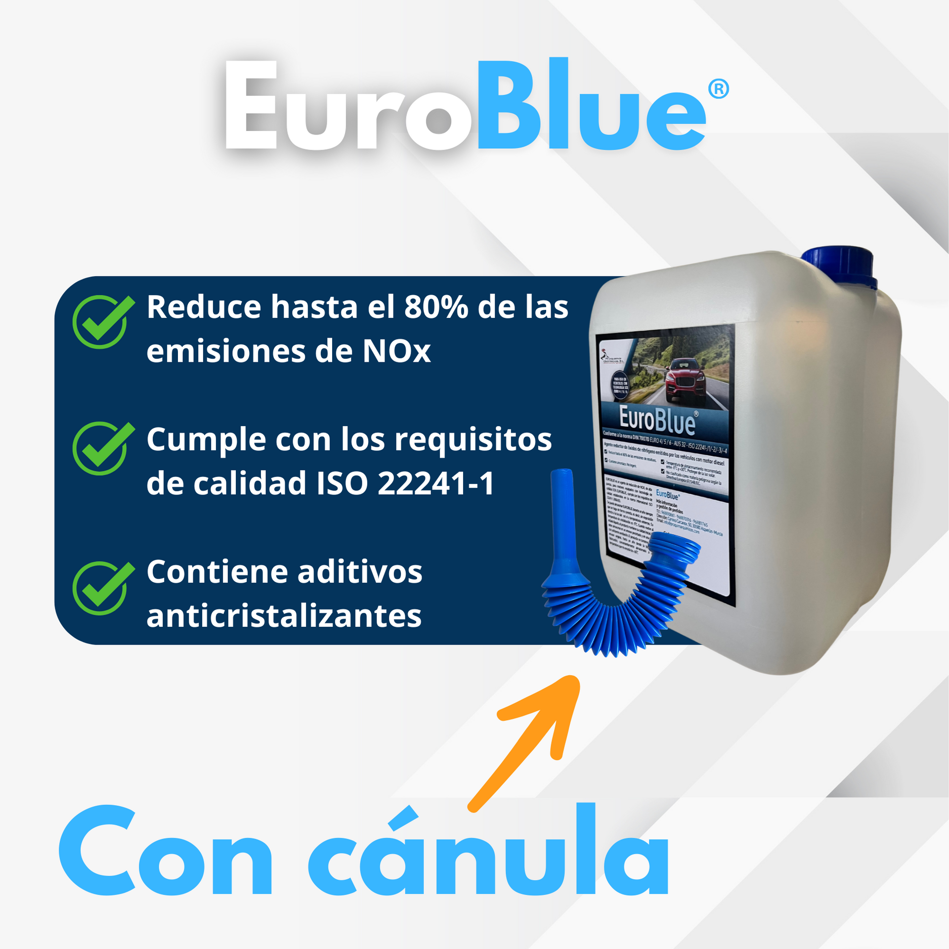 EuroBlue, Adblue con Aditivo Anticristalizante – Solución Urea 32,5% para Diésel SCR – Alta Pureza ISO 22241 – 25 Litros
