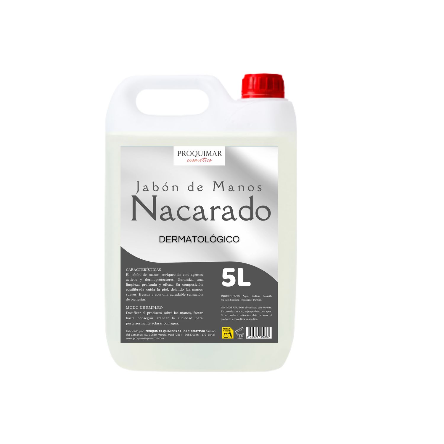 Jabón de Manos –Efecto Nacarado, Limpieza Suave para Uso Diario, Hidratación Total, Aroma Duradero, 5000 ml