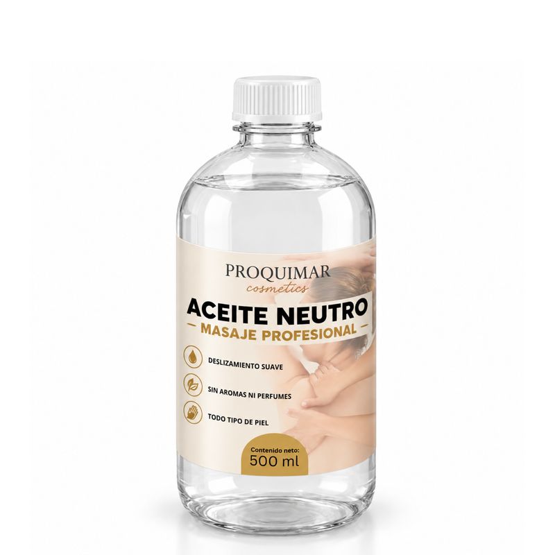 Aceite Neutro para Masaje Profesional 500 militros – Aceite Corporal Sin Perfume – Base para Mezclar con Aceites Esenciales – Gran Deslizamiento – Uso Profesional y Doméstico