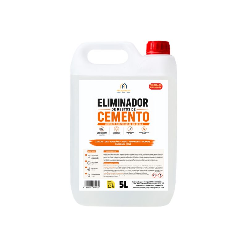 Eliminador de Restos de Cemento 5 Litros | Limpiador Fin de Obra para Mortero, Cal y Suciedad Incrustada | Para Azulejos, Gres, Porcelánico, Piedra, Fachadas y Herramientas Eliminador de Restos de Cemento 5 Litros | Limpiador Fin de Obra para Mortero, Cal y Suciedad Incrustada | Para Azulejos, Gres, Porcelánico, Piedra, Fachadas y Herramientas
